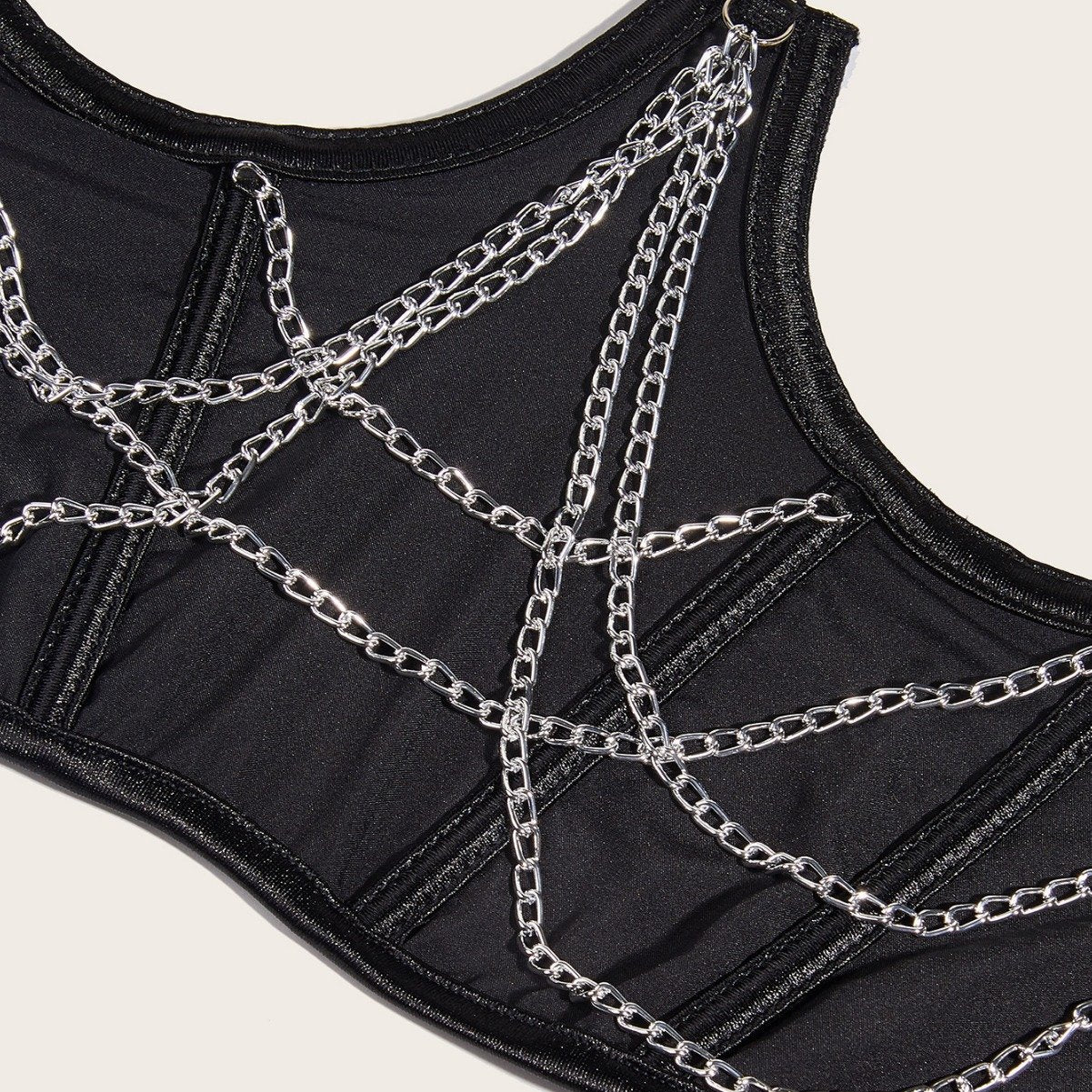 Metal chain lace up adjustable corset