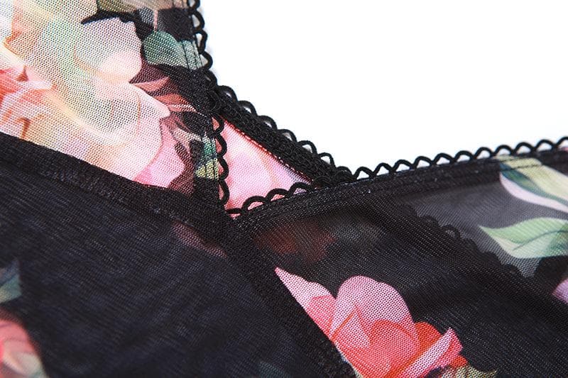 Sheer mesh flower print cami maxi dress  | samba dress