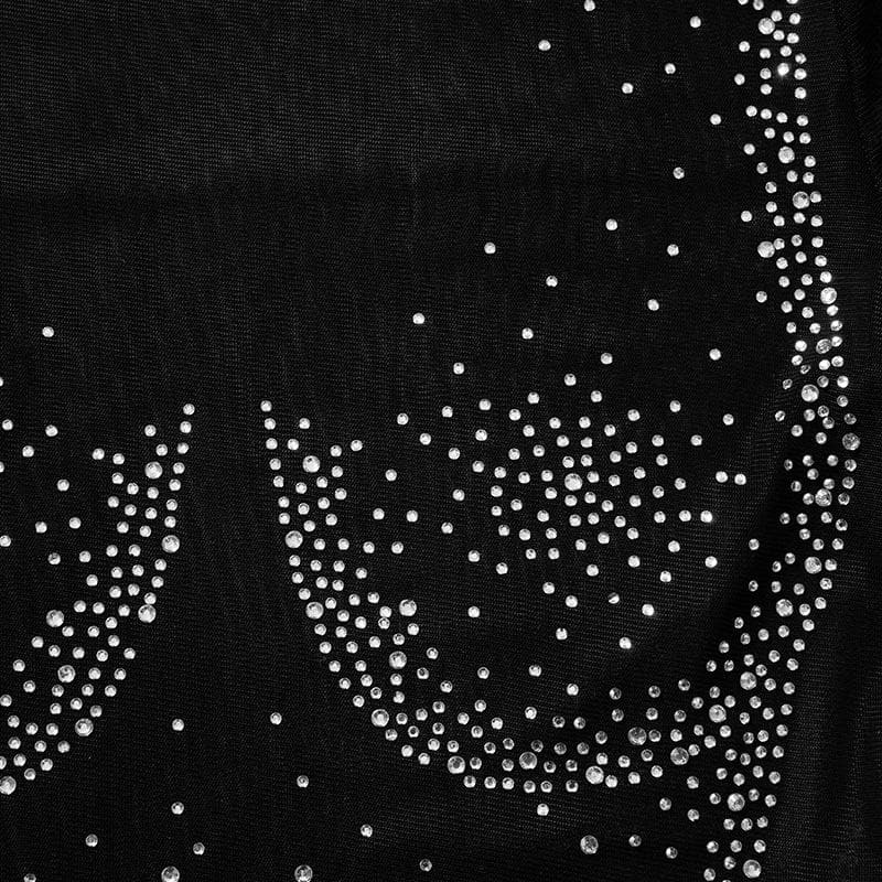 Long sleeve body pattern beaded sheer mesh mini dress  | samba dress