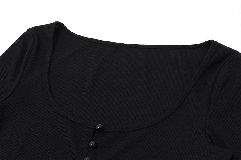 U neck long sleeve lace hem 2 piece cami top