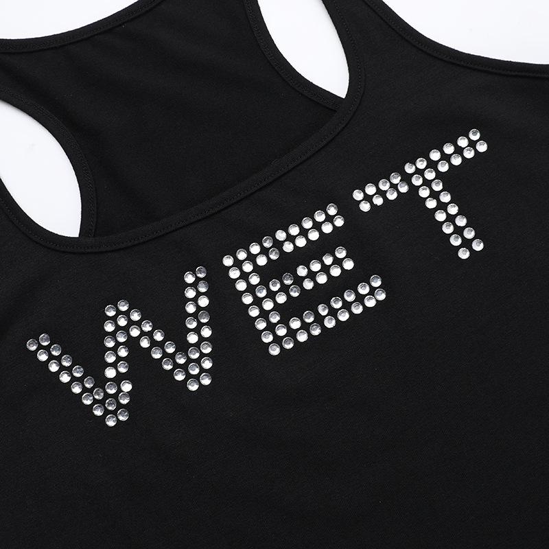 U neck beaded solid tank top