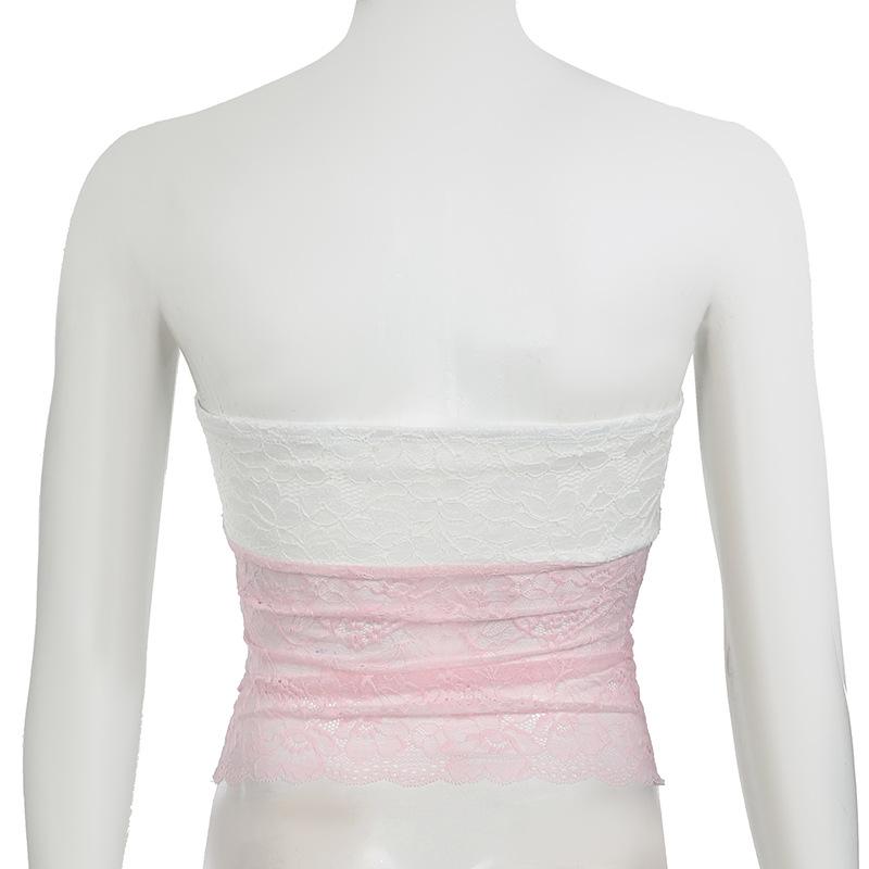 Lace knotted backless tube top
