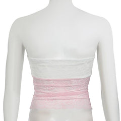 Lace knotted backless tube top