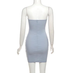 Sweetheart neck zip-up mesh patchwork tube mini dress