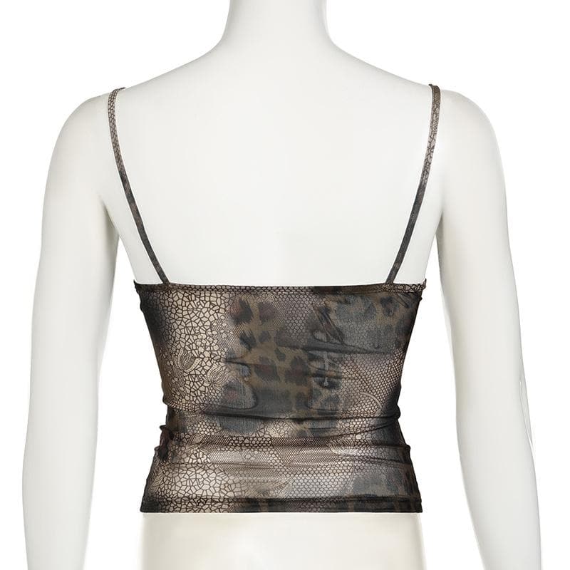 Ruched cowl neck lace patchwork backless cami top