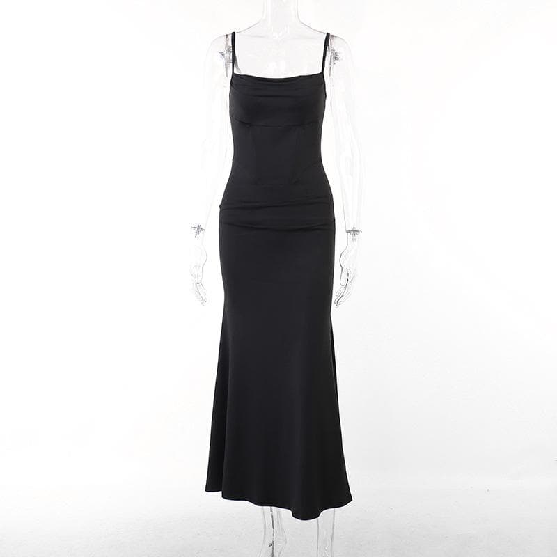 Solid cowl neck backless cami dress  | red tango dress