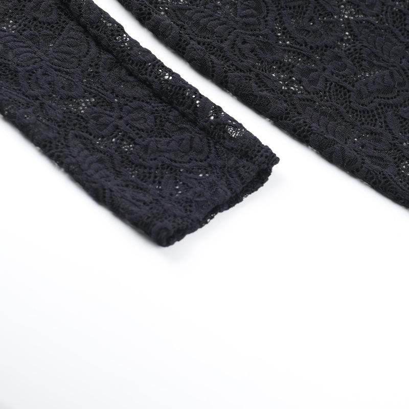 Lace long sleeve hollow out cross front maxi dress