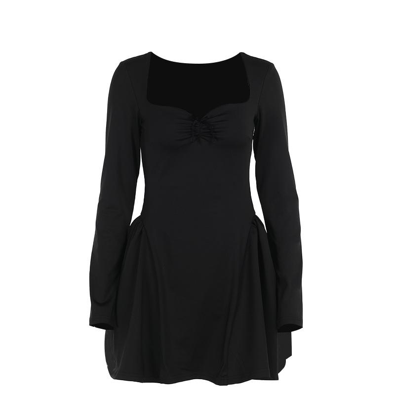 Long sleeve sweetheart neck bowknot mini dress  | red tango dress