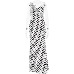 Polka dot flower applique ruffle cami maxi dress