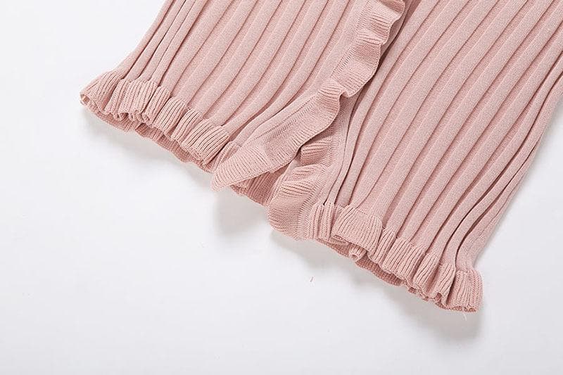Short sleeve ribbed ruffled buttoned crop top