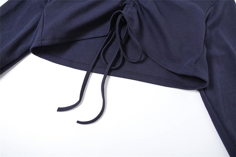 Hoodie long sleeve drawstring crop top