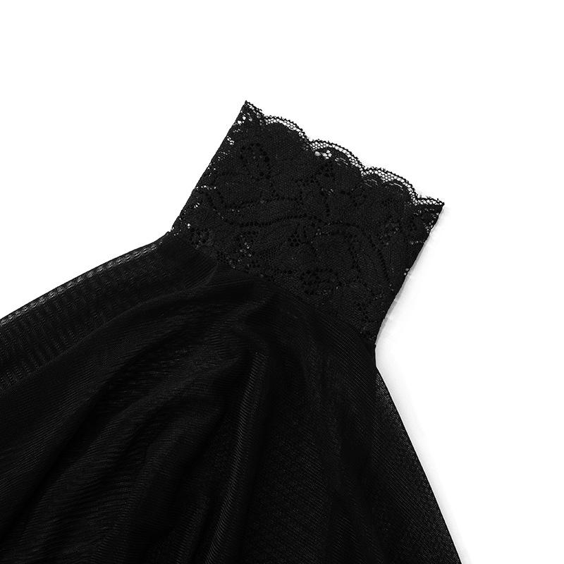 Off shoulder long sleeve mesh lace hem tube maxi dress
