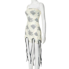 Print tassels slit tube mini dress