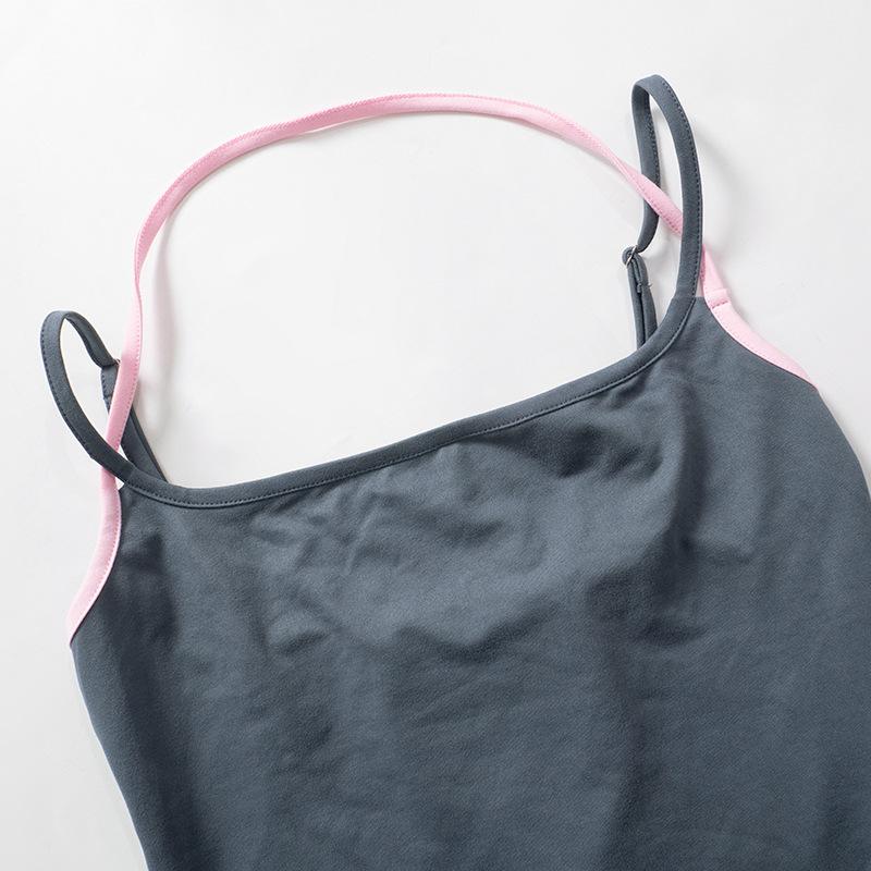 Halter patchwork contrast backless cami top