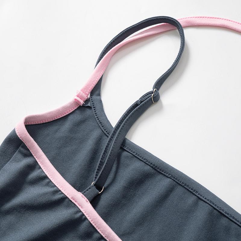 Halter patchwork contrast backless cami top