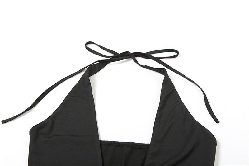 Halter v neck hollow out 2 piece cami bodysuit