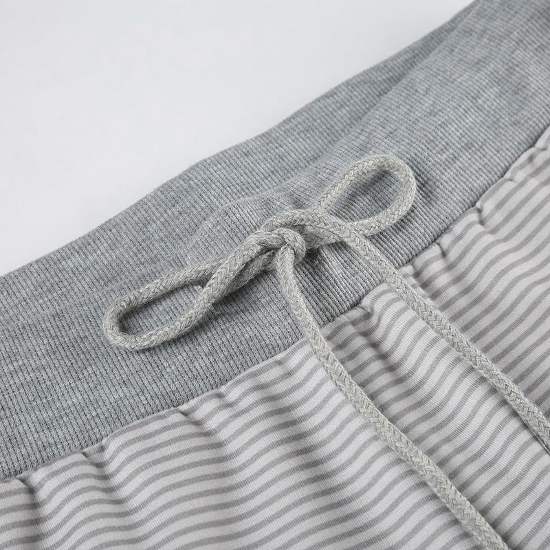 Striped self tie straight leg pant