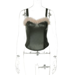 Sweetheart neck fluffy cami top