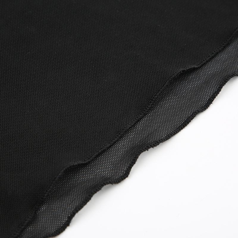 Short sleeve sheer mesh letter print crop top