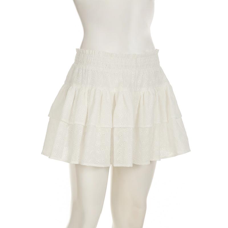 A line hollow out solid mini skirt