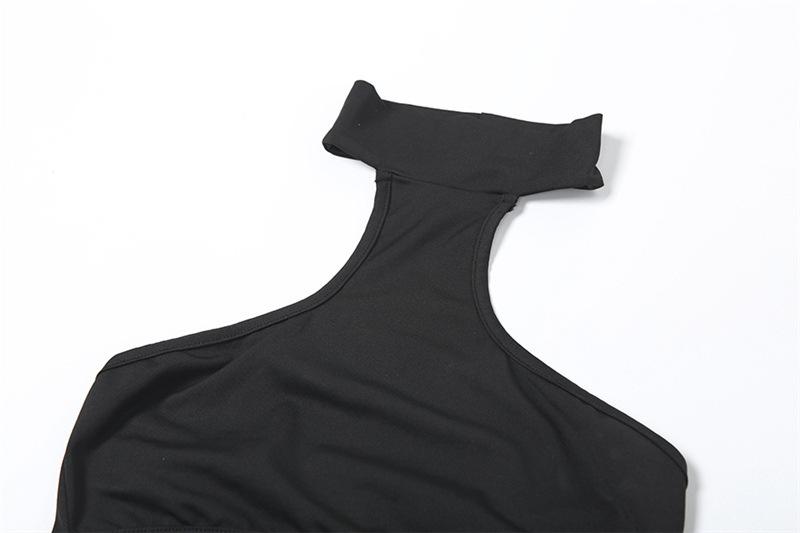Halter hollow out solid backless pant set