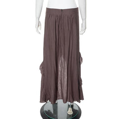 Ruffle knotted zip-up maxi skirt