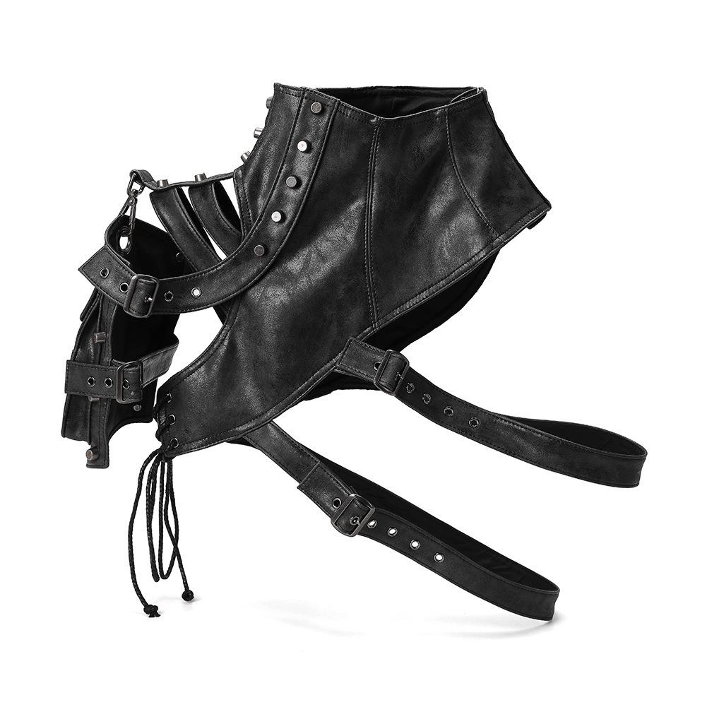 High neck buckle hollow out pocket top
