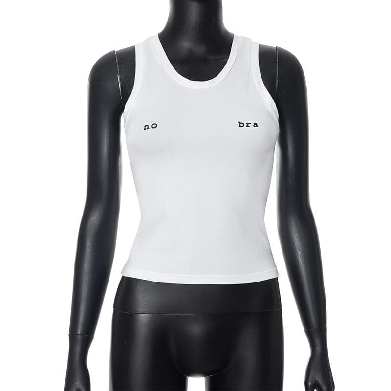 Sleeveless "no bra" pattern solid u neck top