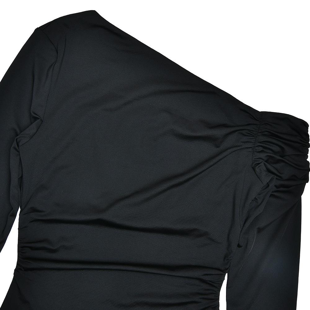 One shoulder long sleeve solid bodysuit