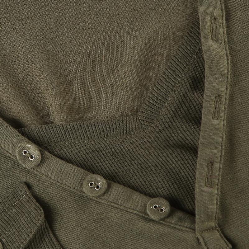 V neck long sleeve button top