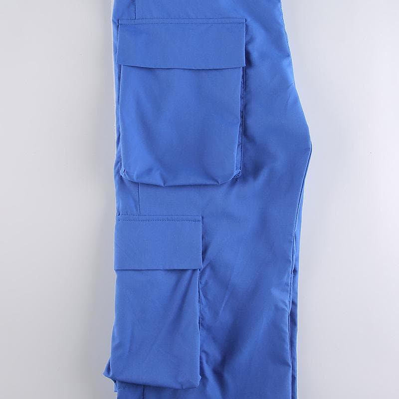 V waist pocket straight solid cargo pant
