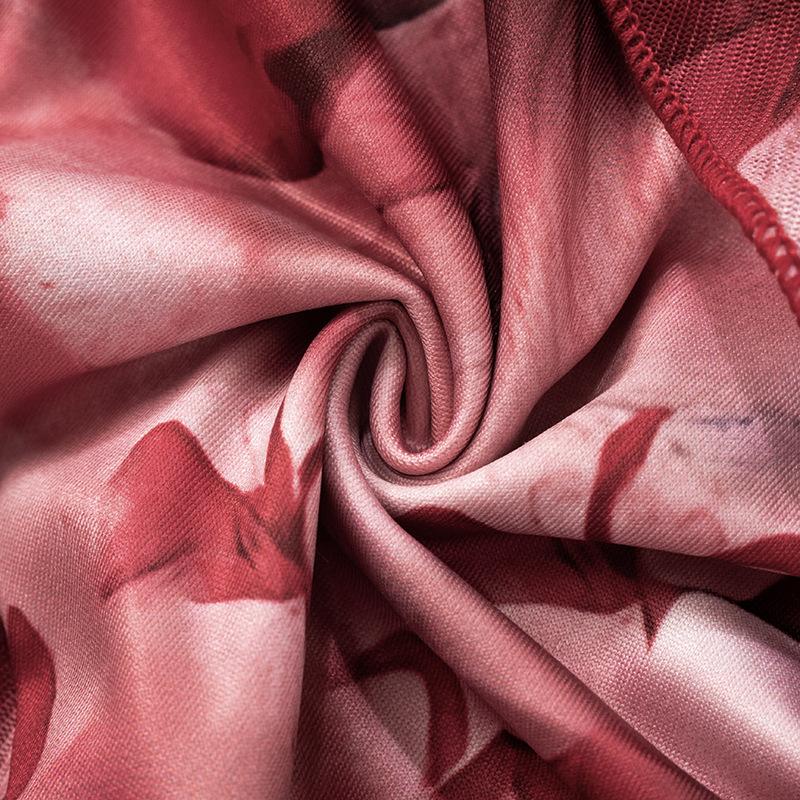 Halter self tie flower print backless ruffle mini dress  | red tango dress