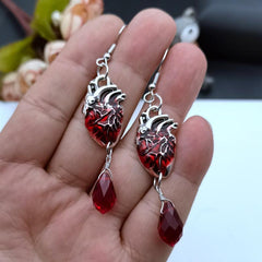 Heart pattern metal applique drop earrings
