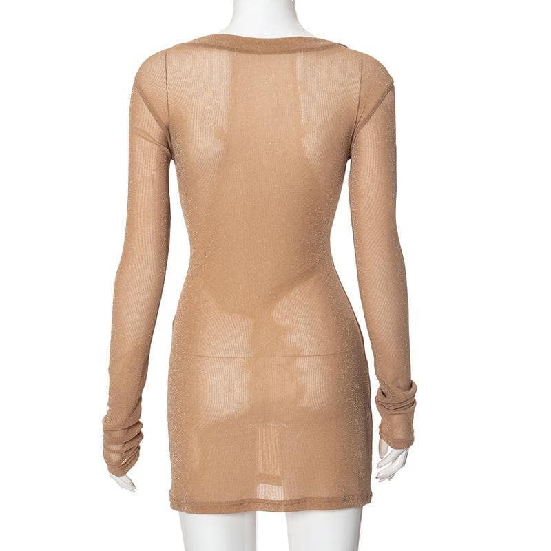 Long sleeve sheer mesh glitter mini dress  | samba dress