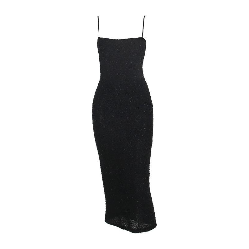Square neck glitter backless cami maxi dress  | red tango dress