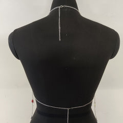V neck halter tassels backless crop top
