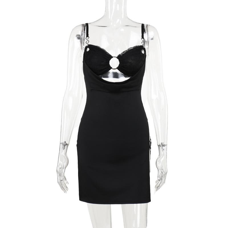 Sweetheart neck o ring hollow out ruched cami mini dress