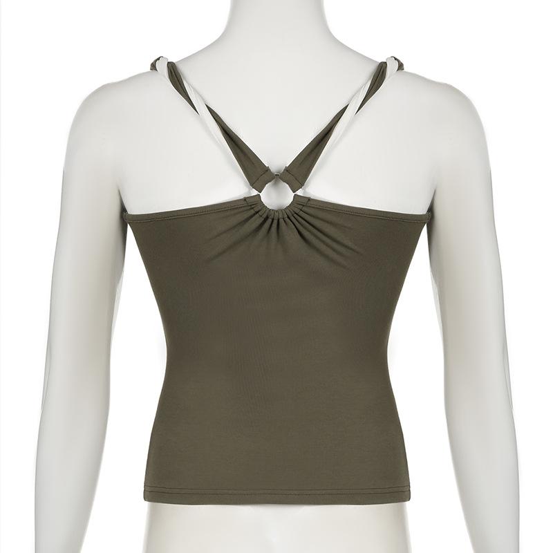Square neck ruched o ring cami top