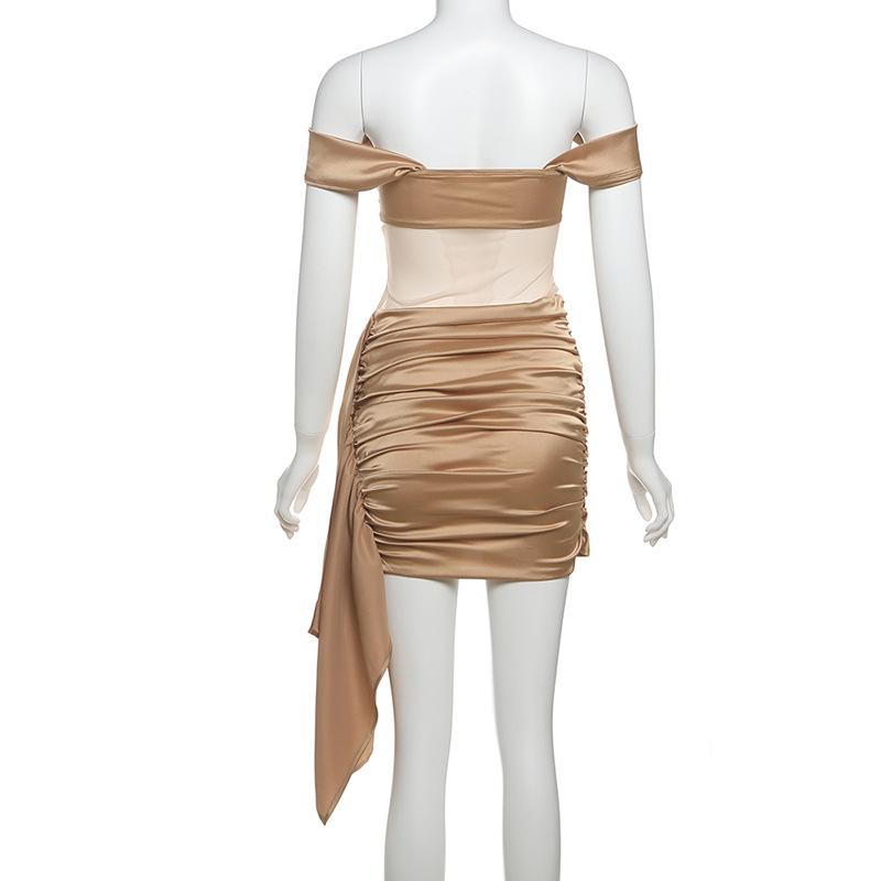 Off shoulder ruched corset mini dress
