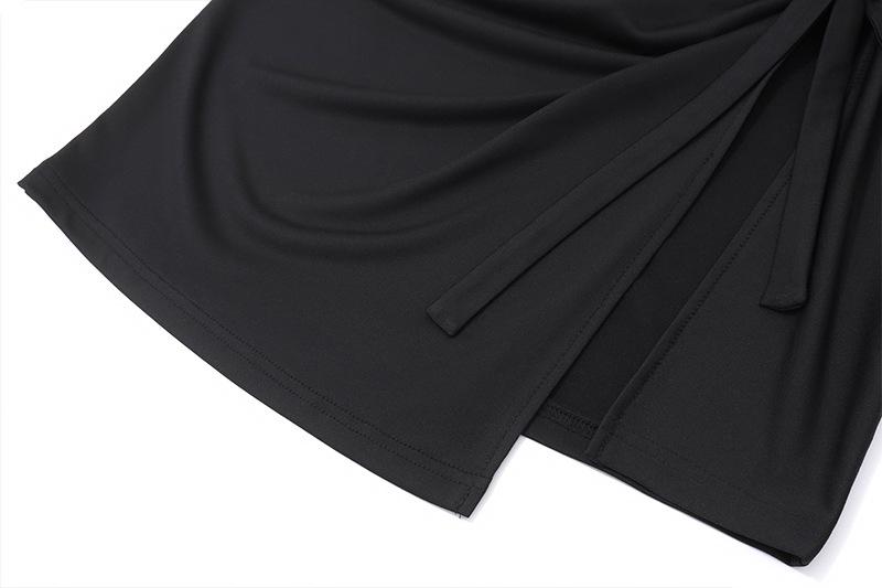 One shoulder knotted high slit ruched mini dress