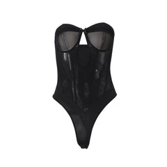 Bustier hollow out bowknot tube bodysuit