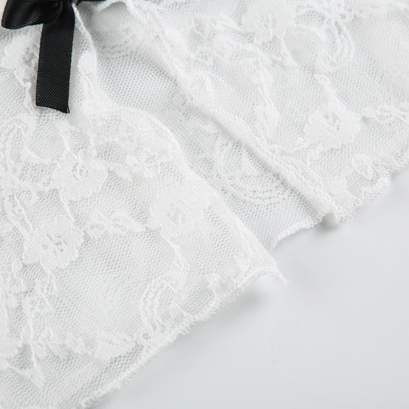 Bowknot lace slit tube top