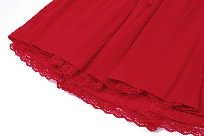 Lace hem drawstring ruched lace up cami mini dress  | red tango dress