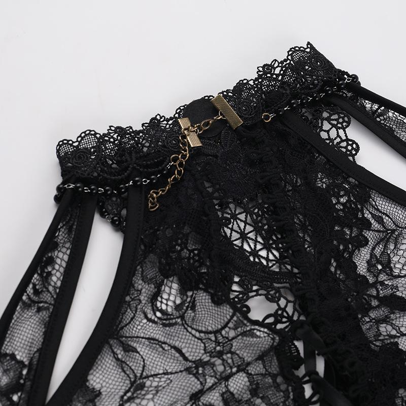 Long sleeve off shoulder lace hollow out shrug top