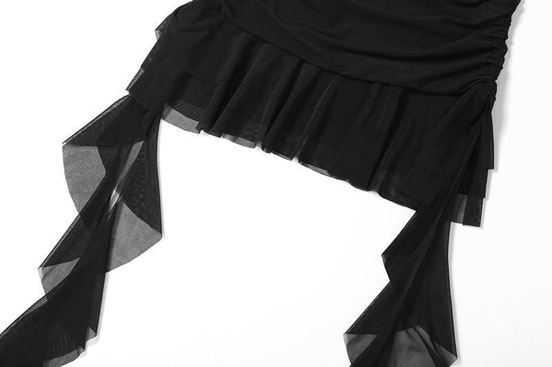 Halter ruffle o ring sheer mesh mini dress  | samba dress