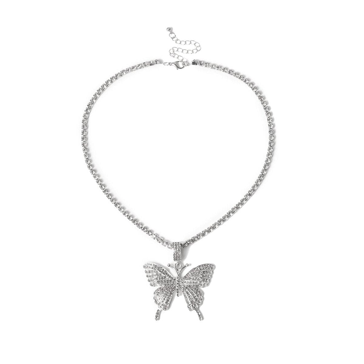 Butterfly pendant rhinestone necklace