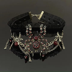 Spider beaded mesh choker necklace