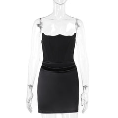 Ruched solid tube backless bustier mini dress
