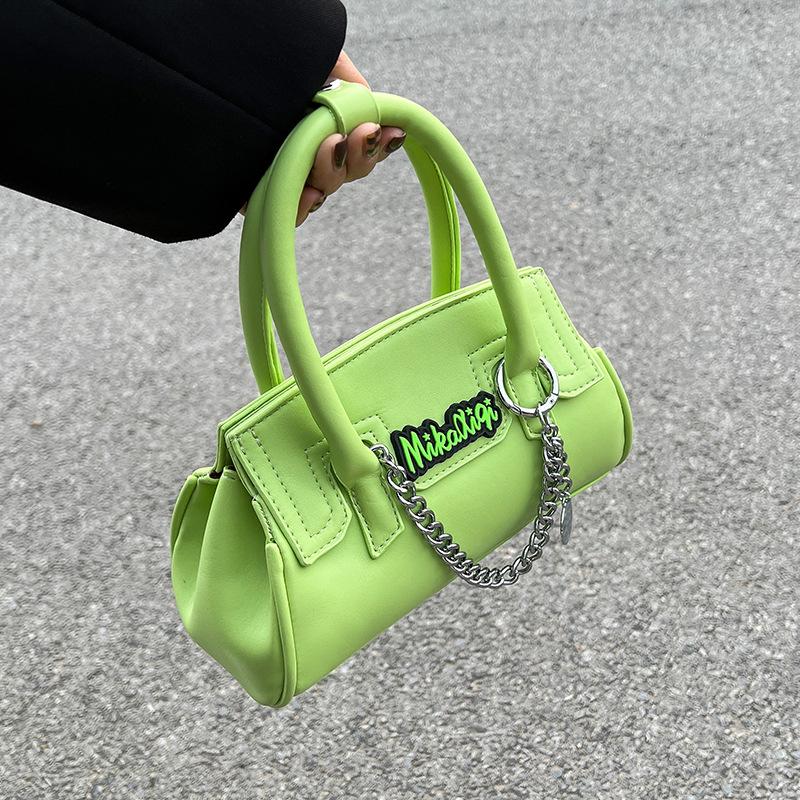 Contrast PU metal chain crossbody purses