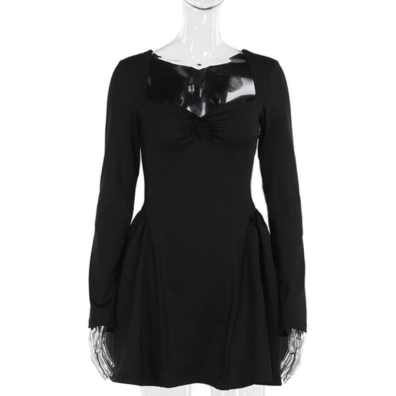 Long sleeve sweetheart neck bowknot mini dress  | red tango dress
